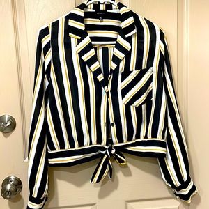 Who What Wear striped tie waist top - SZ M